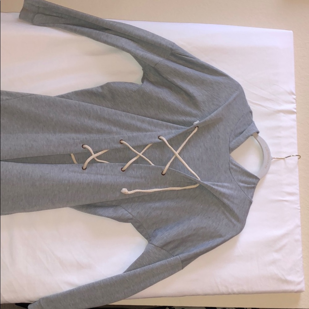 Grey Oversized Hoodie with nautical rope